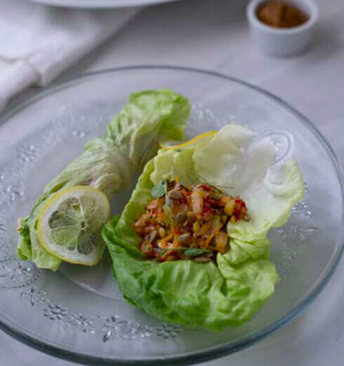 Rollitos de Lechuga y Picadillo de Vegetales